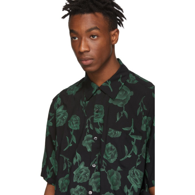Aries Black and Green Rose Bowling Shirt ARIES