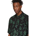 Aries Black and Green Rose Bowling Shirt