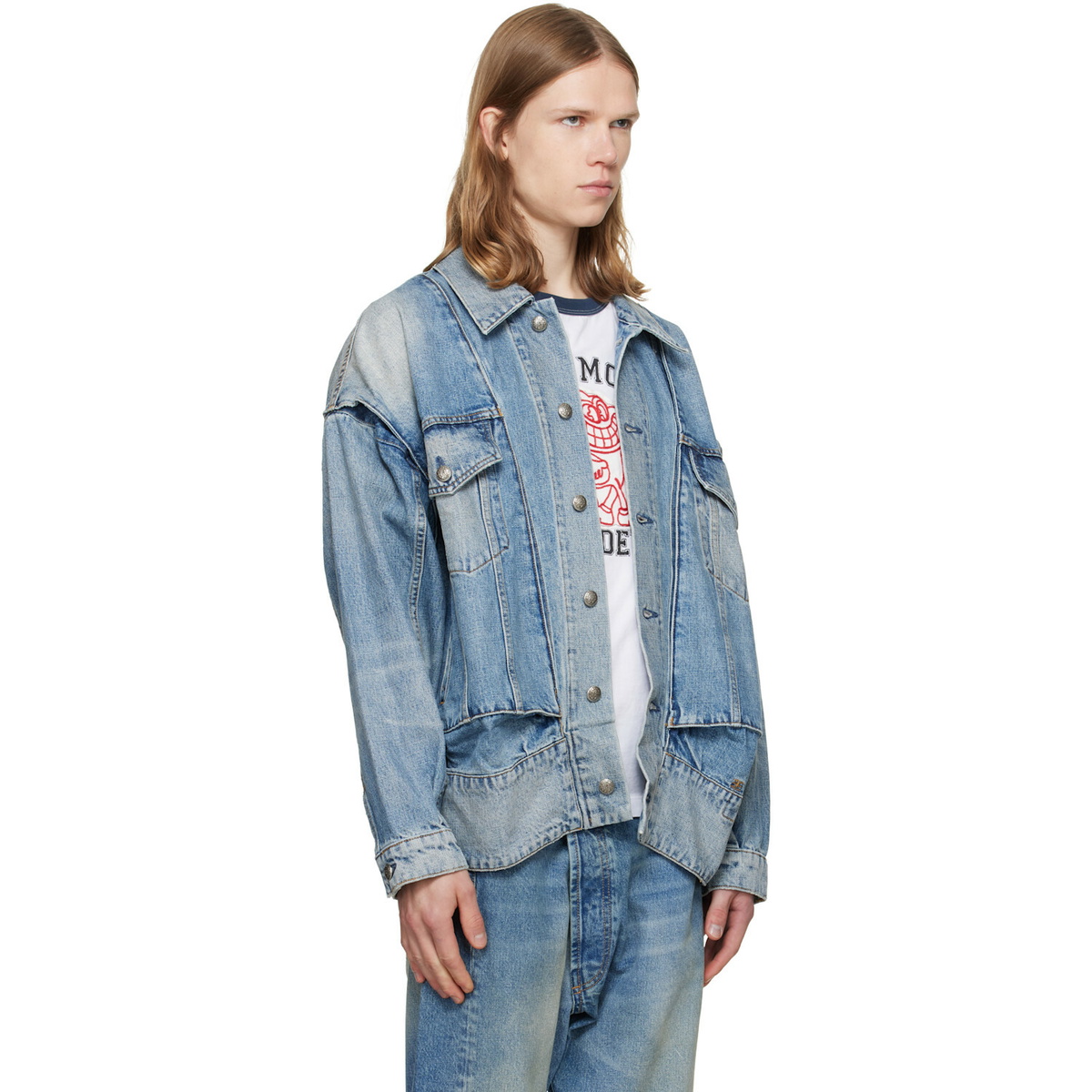R13 Blue Roxy Moto Denim Jacket