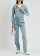 Juicy Couture Robertson Hooded Velour Sweatshirt Light Blue