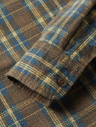 Beams Plus - Guide Faux Suede-Trimmed Checked Cotton-Flannel Shirt - Brown