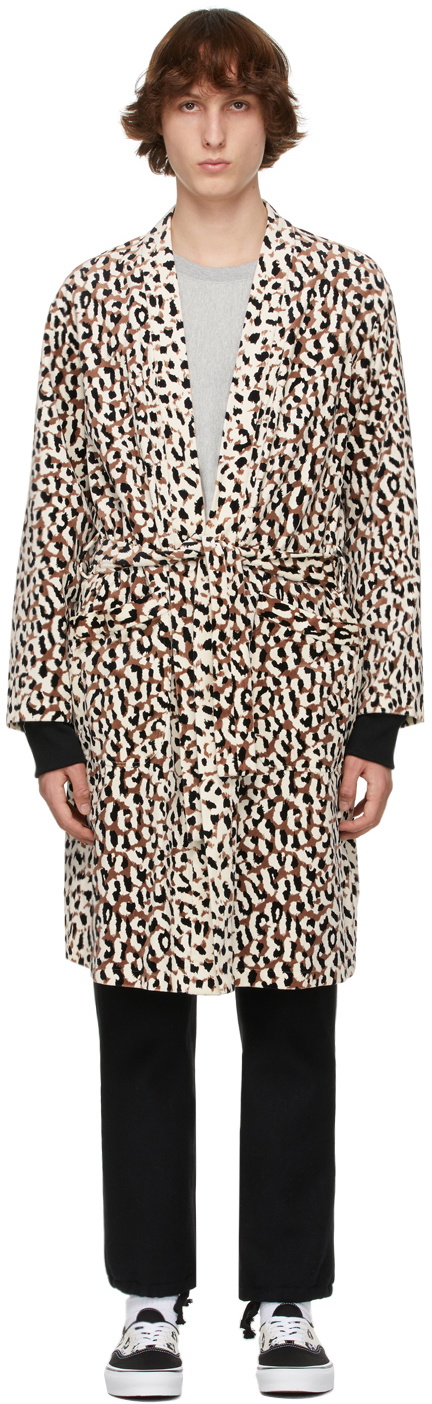 WACKO MARIA White Leopard 'Guilty Parties' Gown Coat Wacko Maria