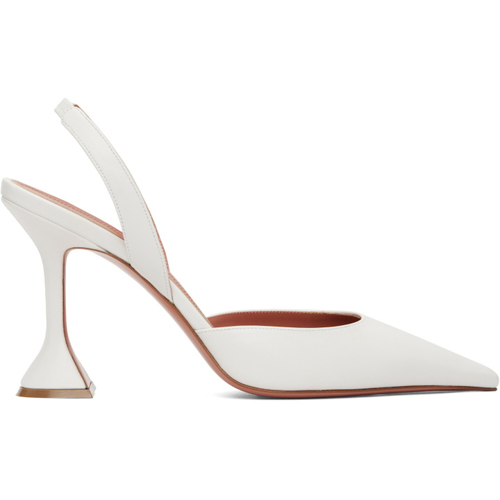 Photo: Amina Muaddi White Holli Sling 95 Heels
