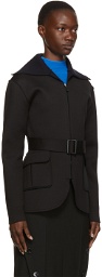 Nina Ricci Black & Navy Wool Belted Blazer