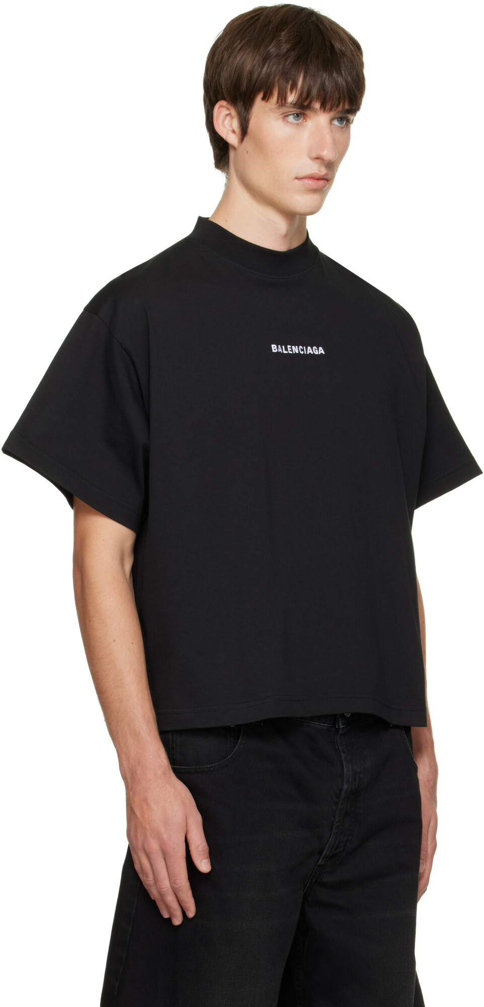 Balenciaga Black Embroidered T-shirt