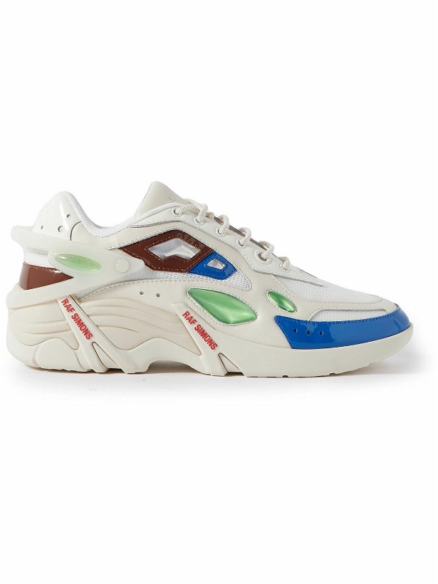 Photo: Raf Simons - Cylon-21 Rubber-Trimmed Leather and Mesh Sneakers - White