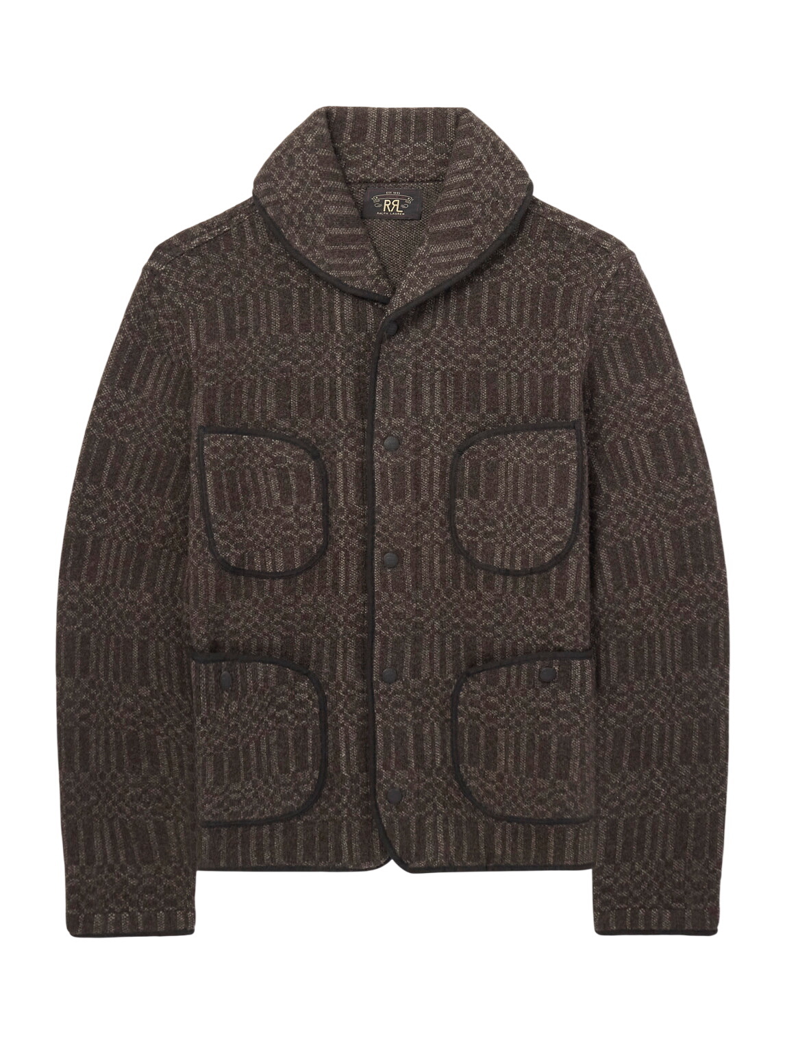ジャケット・アウター RRL SNAPPED FRONT SHAWL CARDIGAN JACKET RRL - Shawl-Collar Wool-Blend Jacquard Zip-Up Cardigan - Green RRL