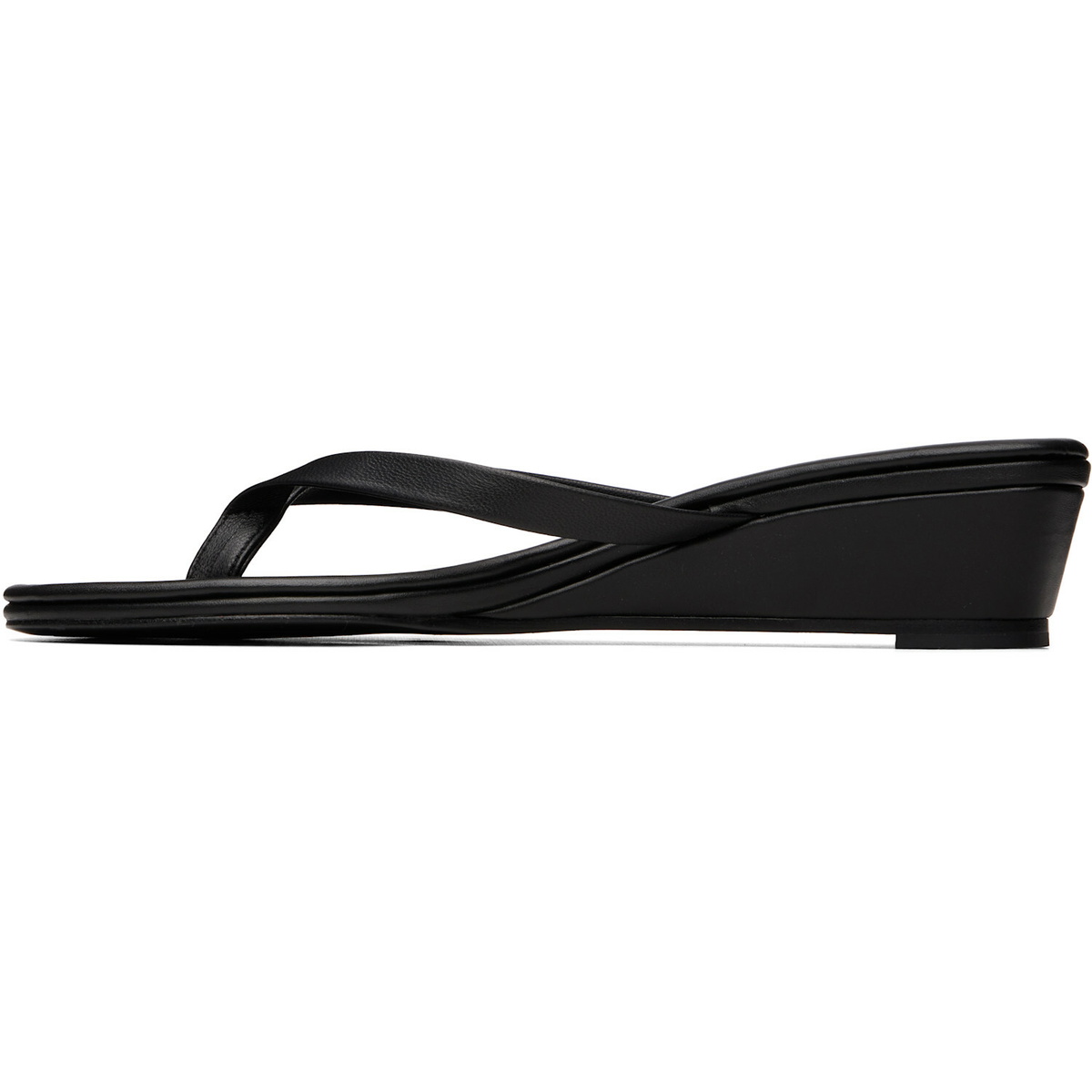 St. Agni Black Thong Wedge Heeled Sandals