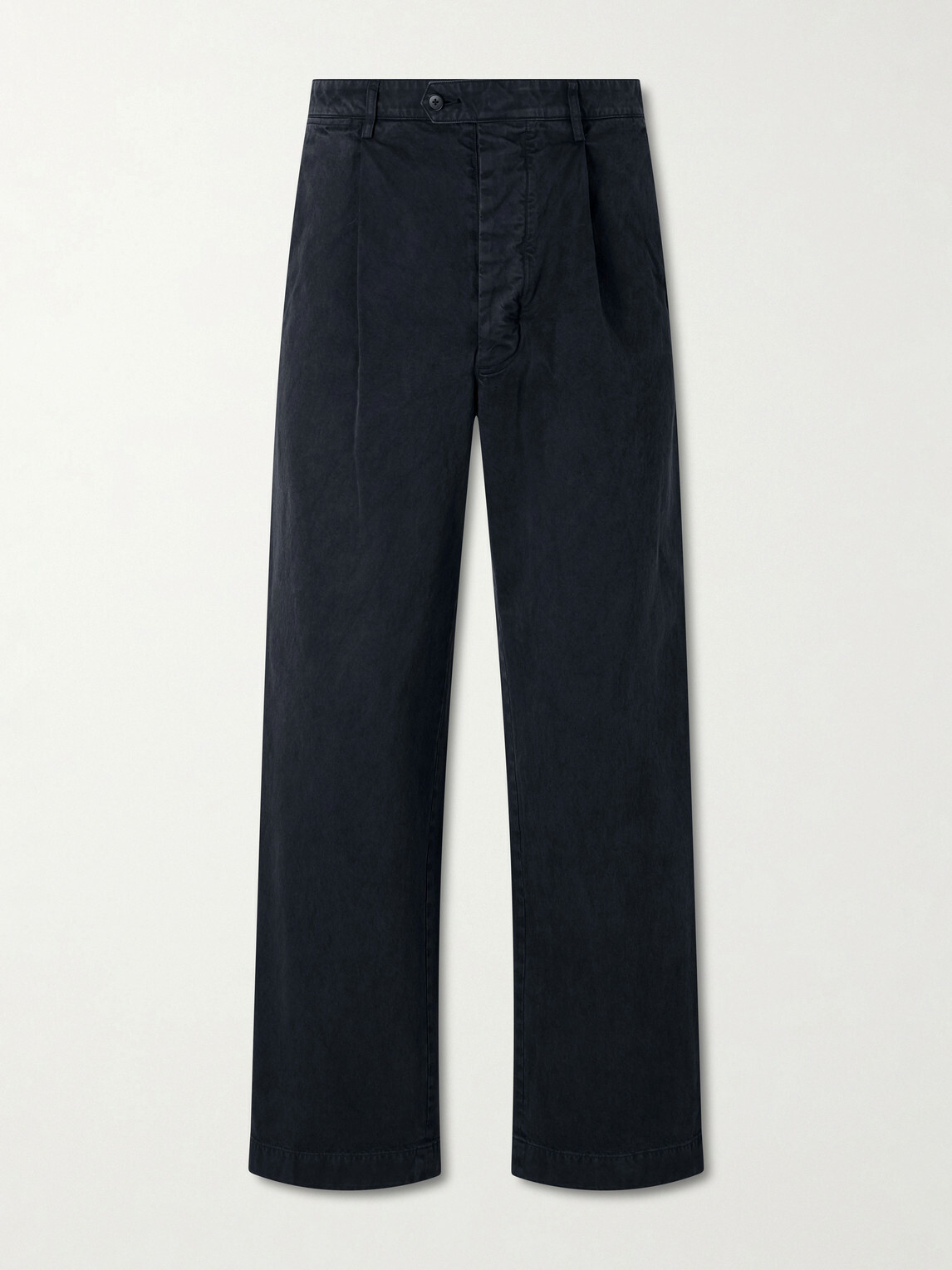 Auralee - Wide-Leg Pleated Garment-Dyed Cotton-Twill Chinos - Black
