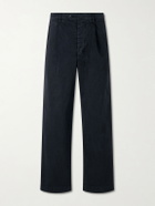Auralee - Wide-Leg Pleated Garment-Dyed Cotton-Twill Chinos - Black