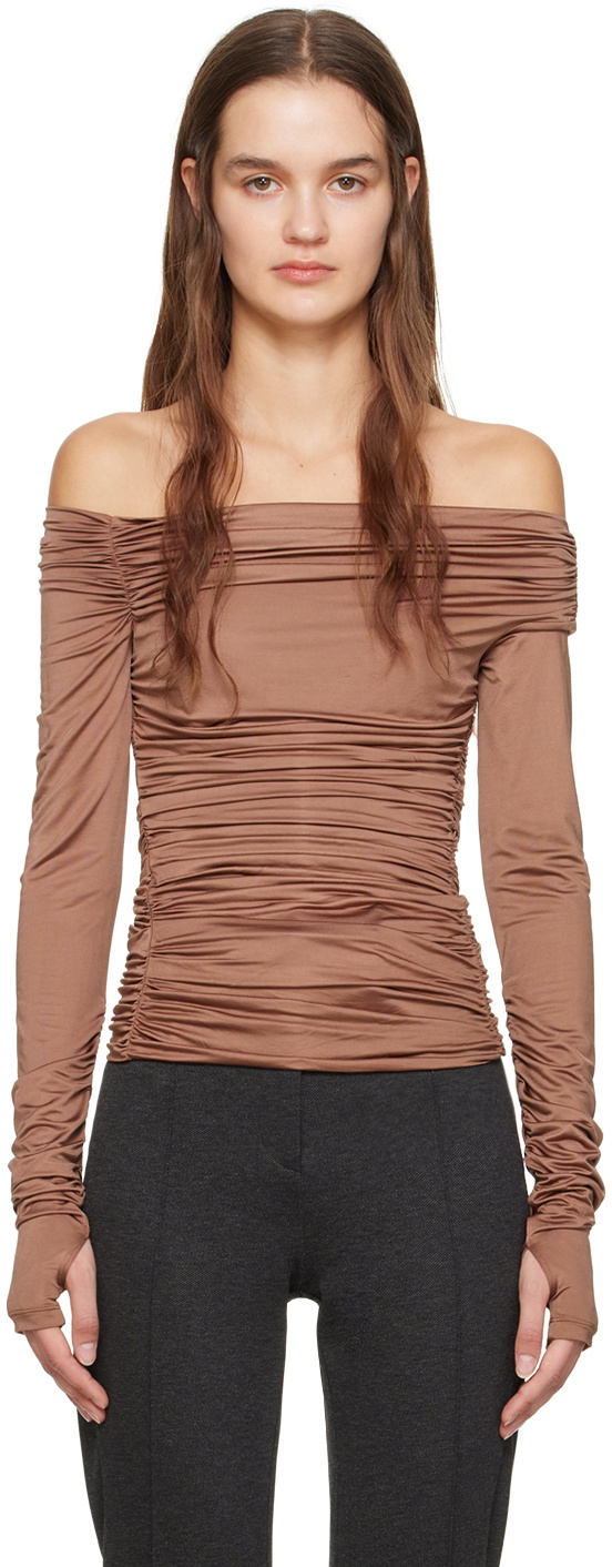 helmut lang off the shoulder top