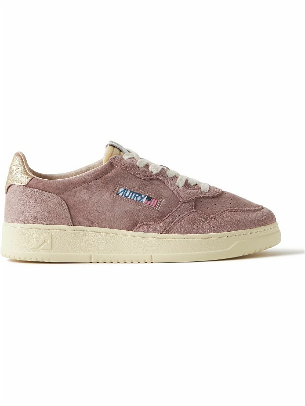 Photo: Autry - Medalist Leather and Shell-Trimmed Suede Sneakers - Pink