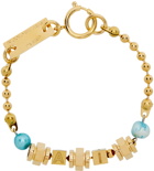 IN GOLD WE TRUST PARIS SSENSE Exclusive Gold & Blue 'AI' Bracelet