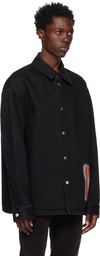 We11done Black Loose Fit Denim Shirt