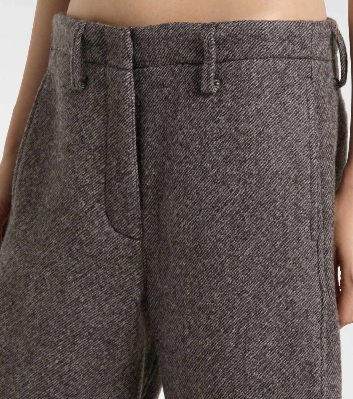 Magda Butrym Low-rise herringbone wool-blend barrel-leg pants