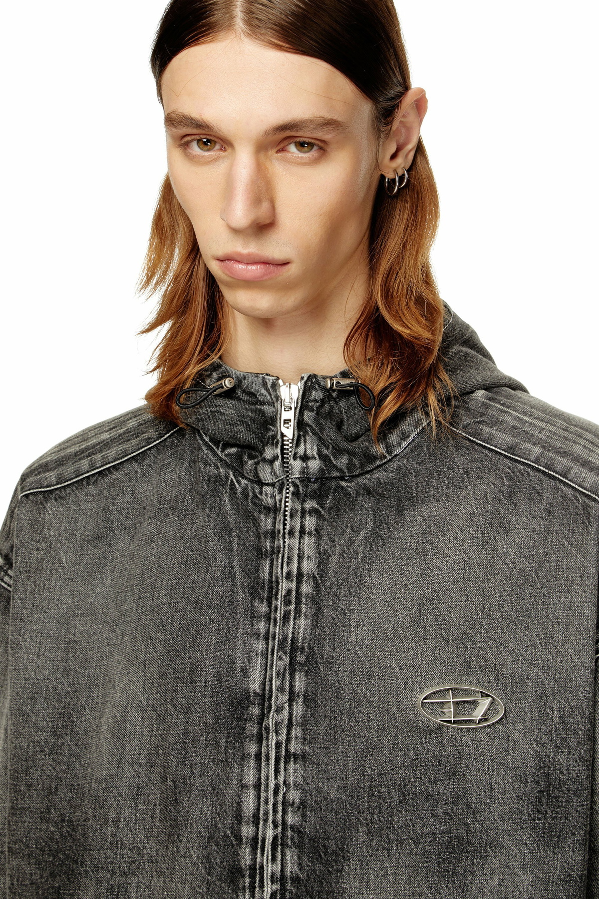 Diesel Hooded jacket in faded denim - Denim Jackets - Unisex - Black