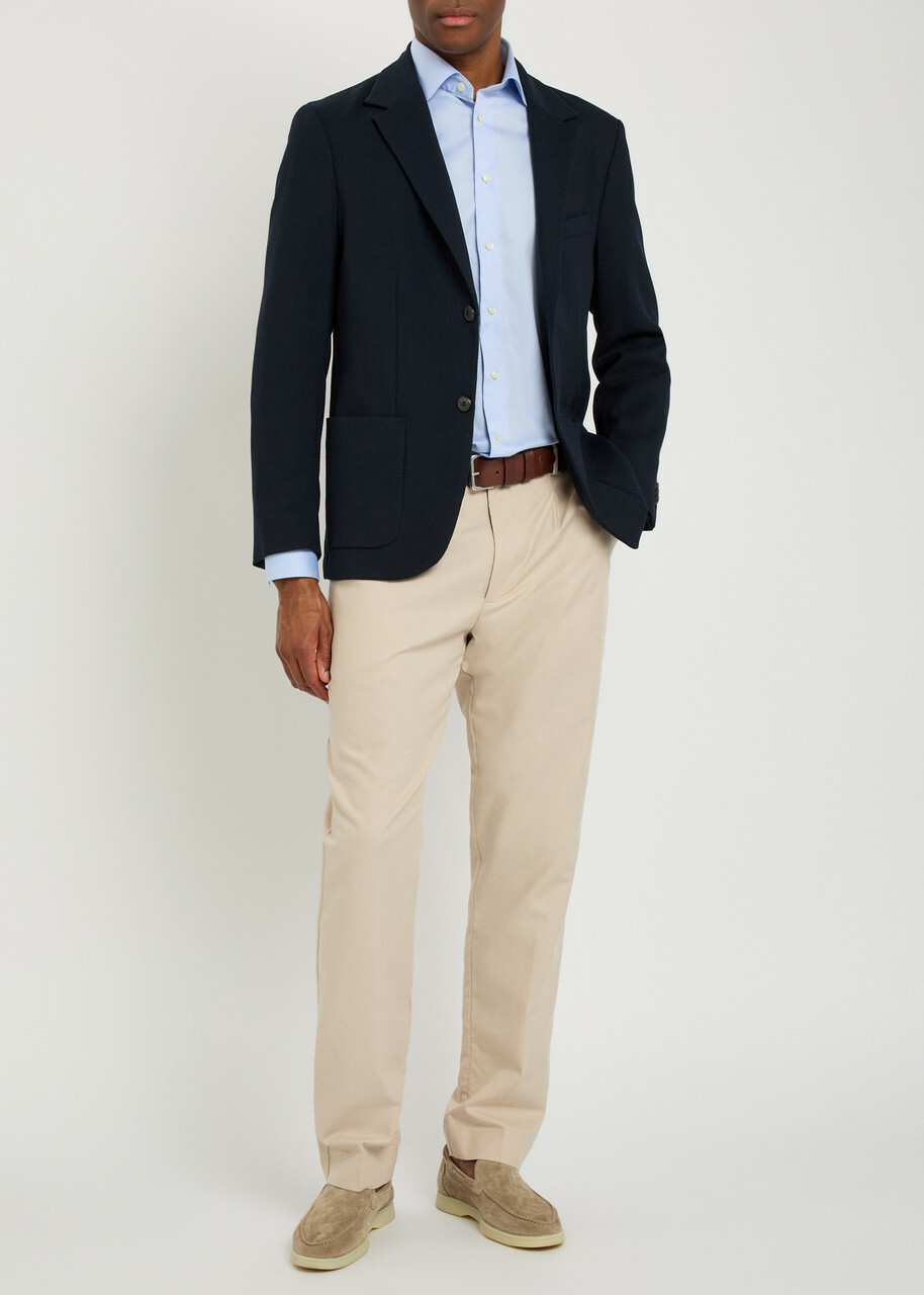 Sunspel Piqué Wool-blend Blazer Navy