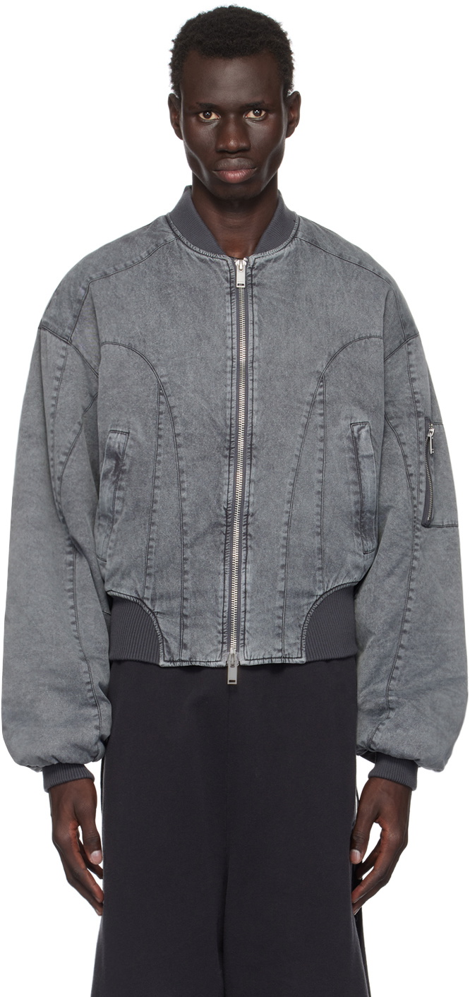 Han Kjobenhavn Gray Zip Bomber Jacket