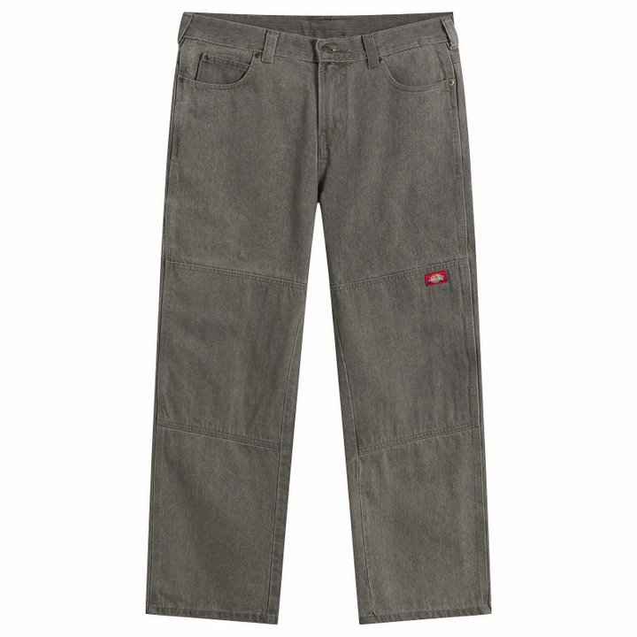 Photo: Dickies Men's Double Knee Loose Straight Denim Jeans in Grey Wash Tinted