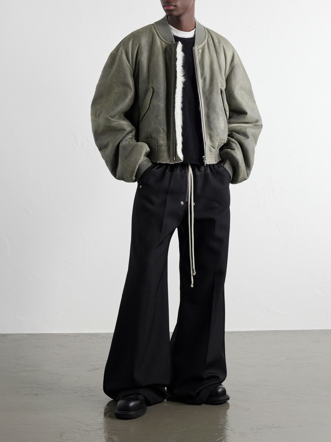 Rick Owens - Secchia Shearling Bomber Jacket - Gray