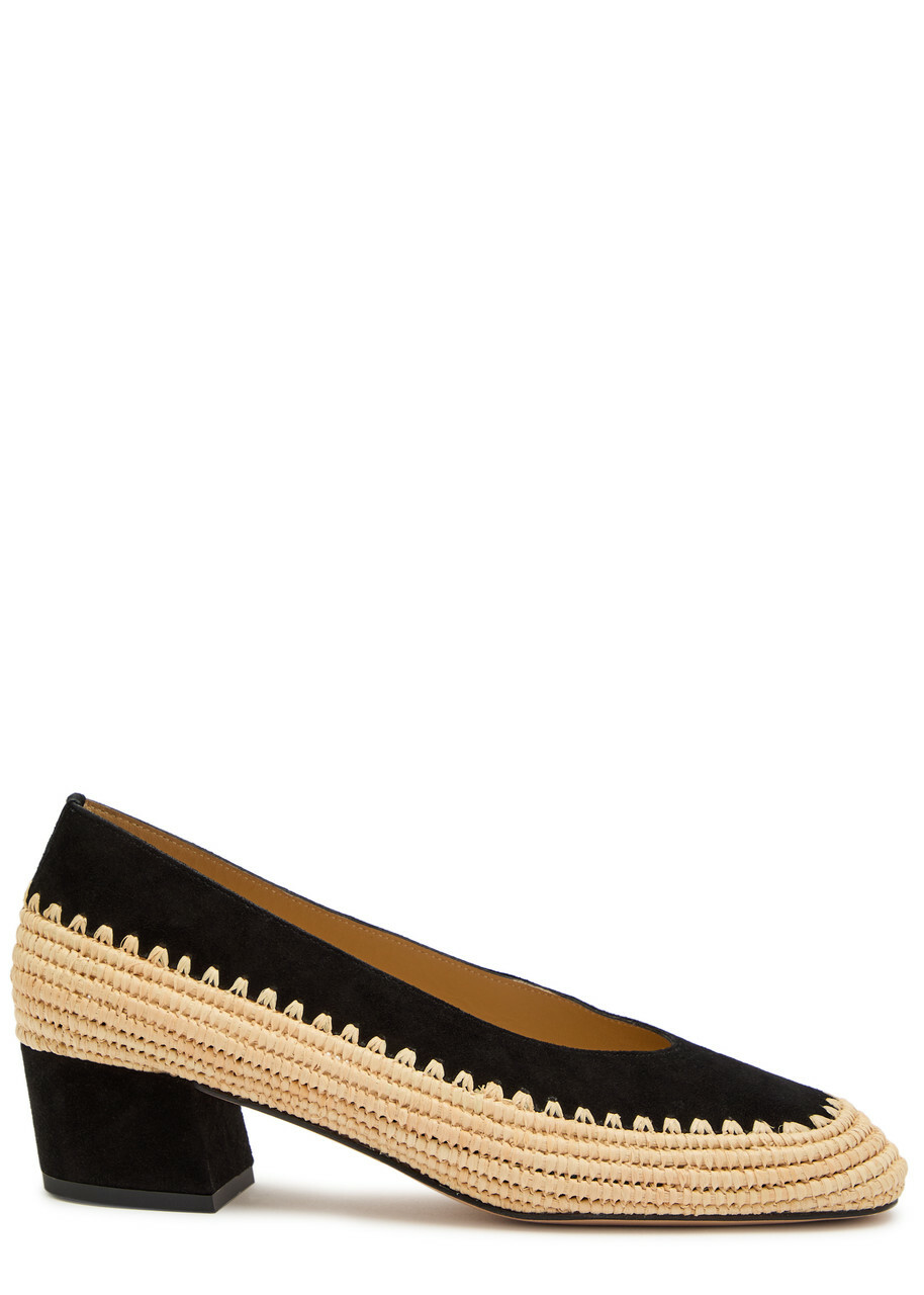 Gabriela Hearst Strength 40 Raffia and Suede Pumps