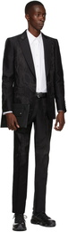 Burberry Black Silk Jacquard Tailored English Fit Blazer