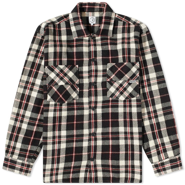 Photo: Polar Skate Co. Men's Big Boy Flannel Overshirt in Black/Red/Cloudwater