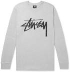 Stüssy - Stock Logo-Print Cotton-Blend Jersey T-Shirt - Gray