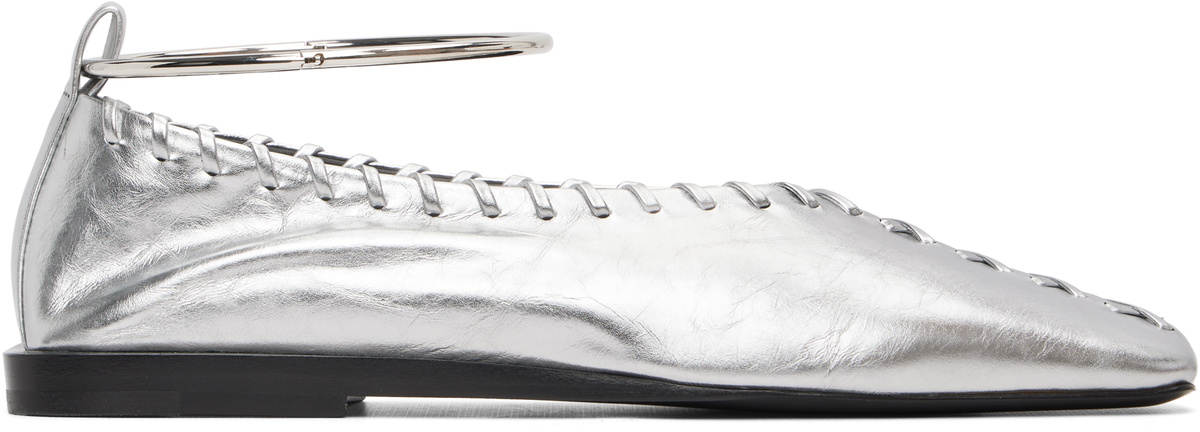 Jil Sander Silver Ring Ballerina Flats