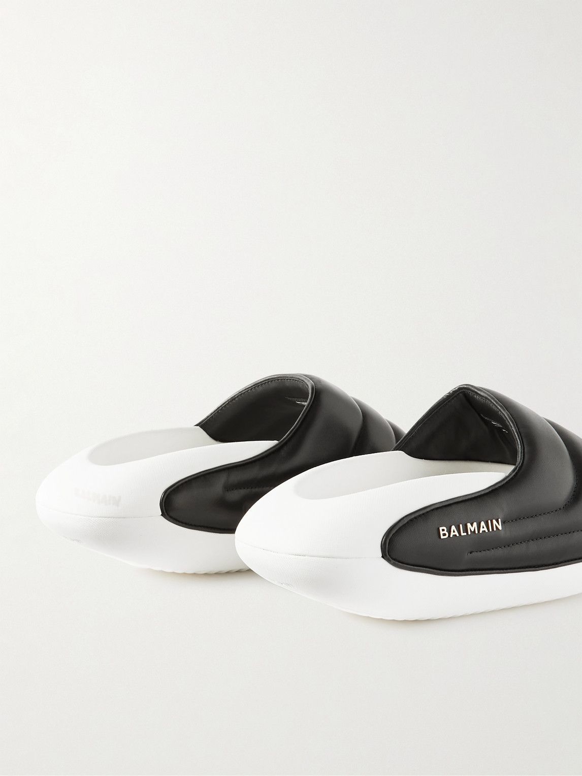 Balmain - B-It-Puffy Quilted Leather Sllippers - Black Balmain
