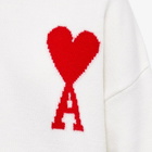 AMI Women's ADC Large Crew Knit Sweater in Off-White/Red