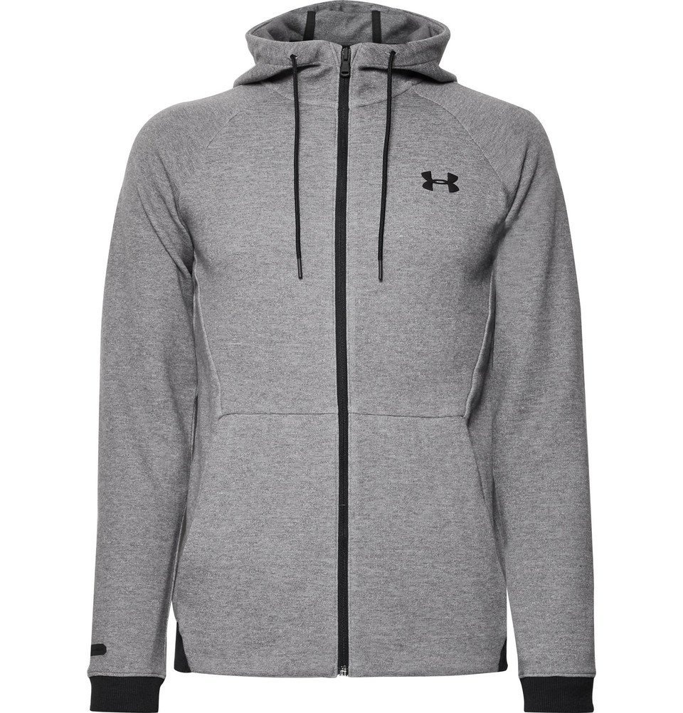 Under Armour - Unstoppable Mélange Cotton-Blend Jersey Zip-Up Hoodie ...
