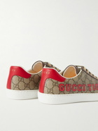 GUCCI - New Ace Printed Monogrammed Coated-Canvas Sneakers - Brown