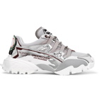 Valentino - Undercover Valentino Garavani Climbers Mesh, Leather and Rubber Sneakers - Silver