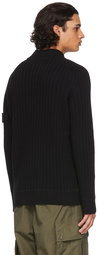 Stone Island Black Wool Ribbed Sweater