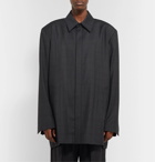 Balenciaga - Oversized Prince of Wales Checked Virgin Wool Overshirt - Gray