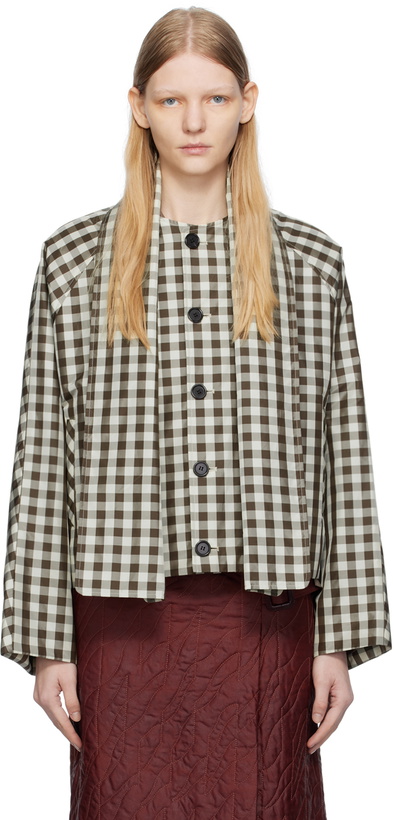 Photo: UMBER POSTPAST Beige & Brown Check Jacket