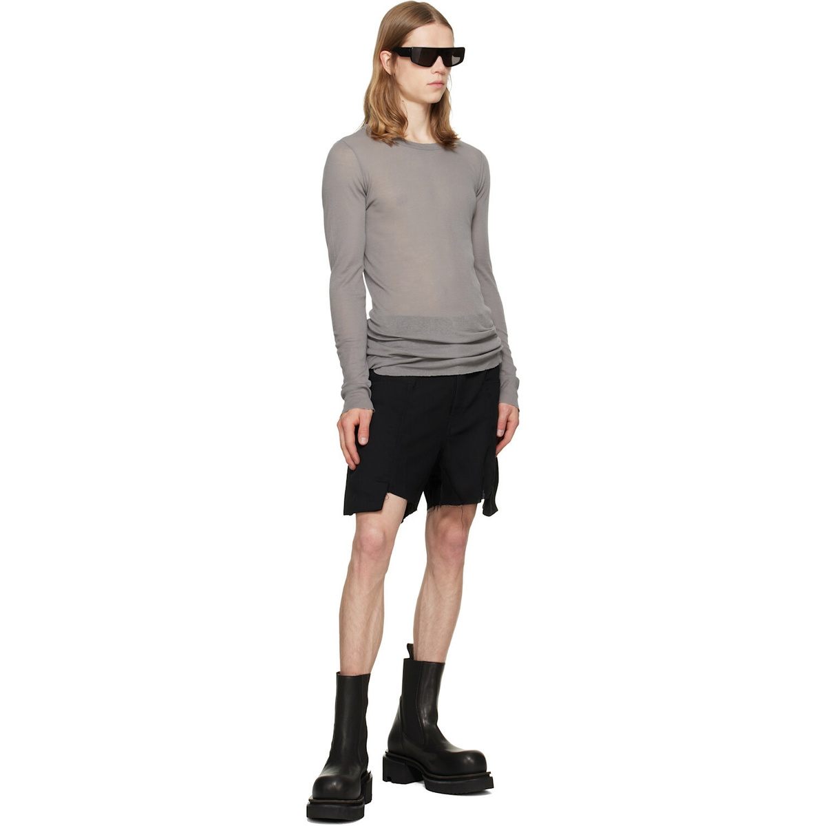 Rick Owens Gray Tower Rib LS T-shirt
