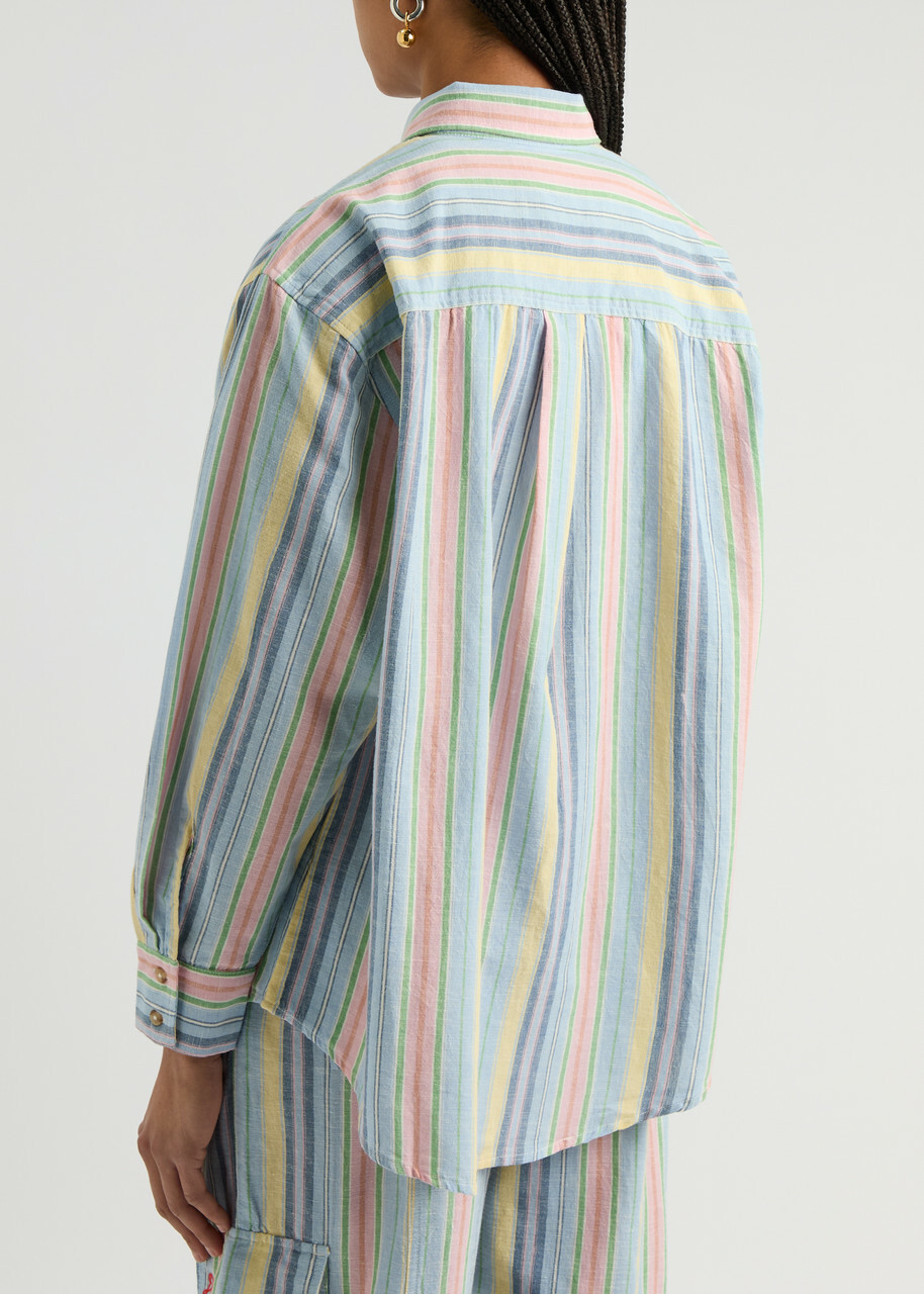 Damson Madder Skyla Striped Cotton-blend Shirt Multicoloured