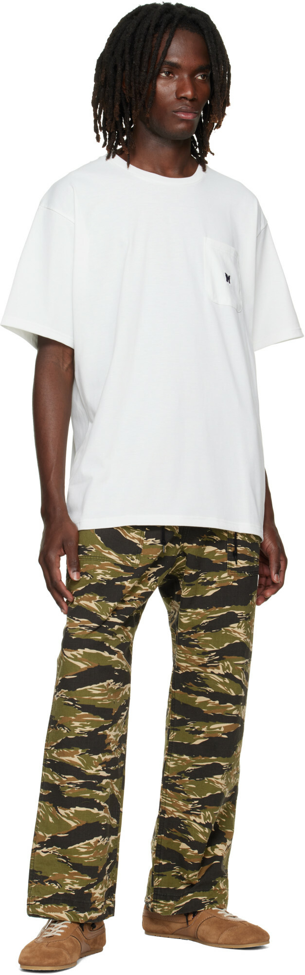 NEEDLES White Poly Jersey S/S Crew Neck T-shirt