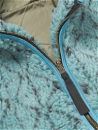 KAPITAL - Sashiko Boa Reversible Printed Fleece and Shell Jacket - Blue