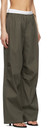 Alexander Wang Khaki Logo Elastic Mid-Rise Trousers