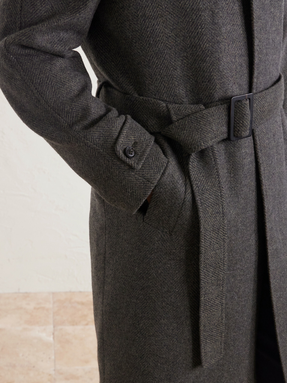 Zegna - Oasi Belted Herringbone Cashmere Trench Coat - Green
