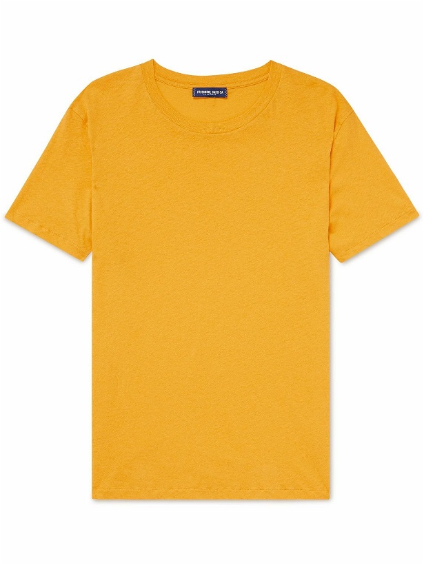 Photo: Frescobol Carioca - Lucio Cotton and Linen-Blend Jersey T-Shirt - Orange