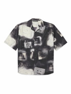 Acne Studios - Sarlino Spray Camp-Collar Logo-Print Appliquéd Cotton-Poplin Shirt - Gray