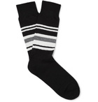 N/A - Striped Stretch Cotton-Blend Socks - Black