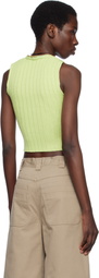 Stanley Raffington Yellow & Green Leopard Print Plated Knit Cropped Tank Top