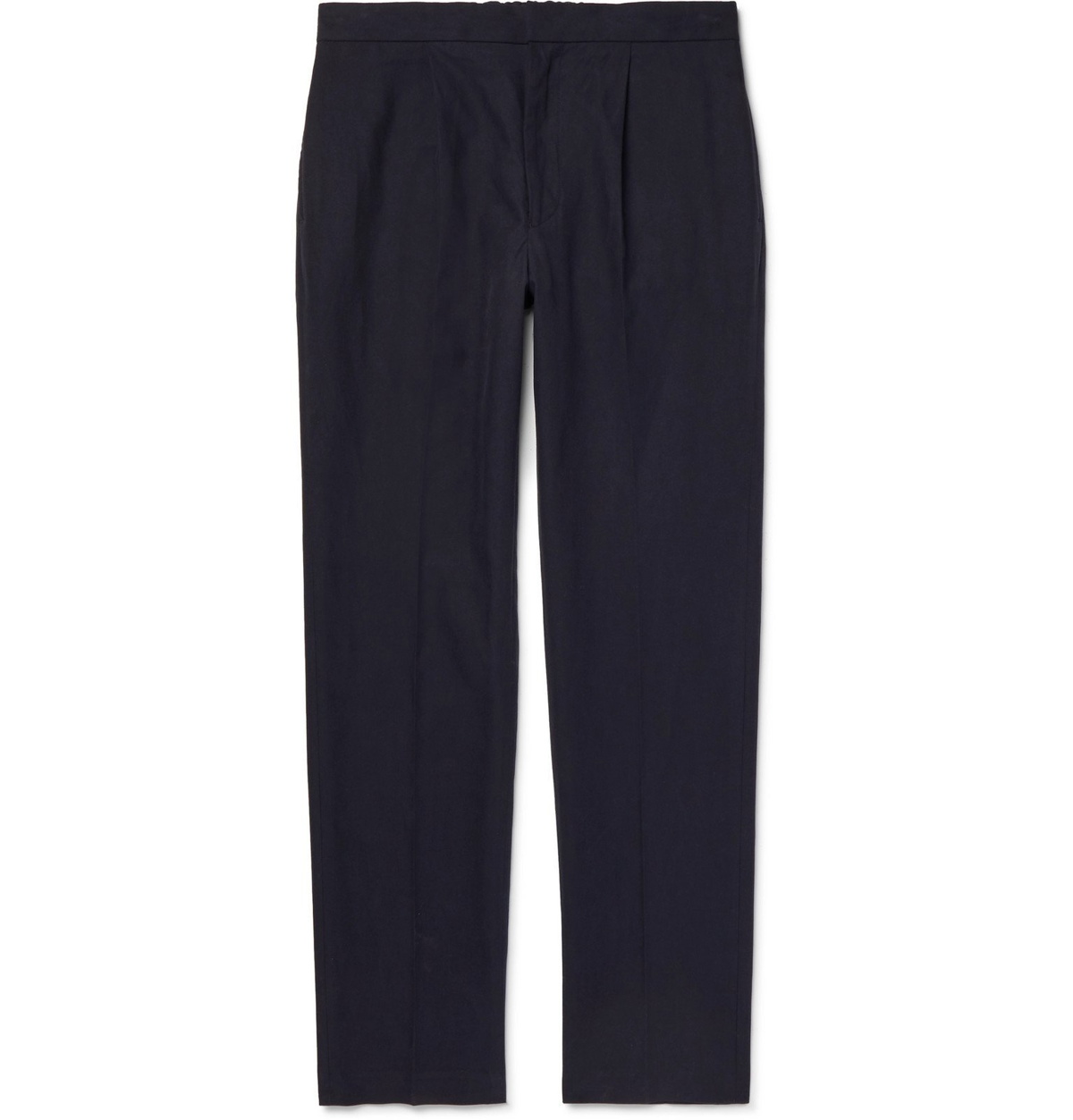 Photo: Camoshita - Easy Silk Cotton and Linen-Blend Trousers - Blue