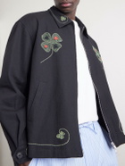 BODE - Lucky Draw Embroidered Cotton-Twill Blouson Jacket - Black