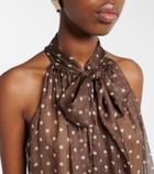 Elie Saab Polka-dot tie-neck silk chiffon top